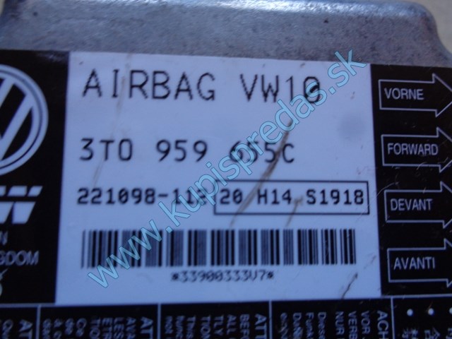 riadiaca jednotka na airbagy na škodu superb II, 3T0959655C